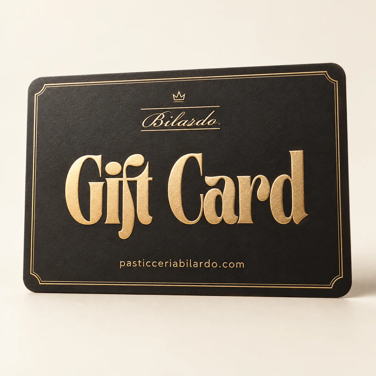 Gift Card Pasticceria Bilardo, card nera con dettagli dorati